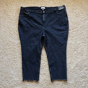 Abercrombie & Fitch x Jen Reed Curve‎ Love Ankle Straight Jeans 37 SHORT Raw Hem
